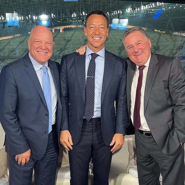 Richard Keys and Andy Gray with a guest in a stadium studio